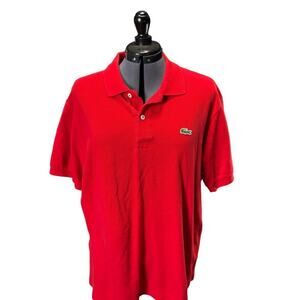 Lacoste Men's Short Sleeve Red Polo Shirt Premium Cotton Sz Large